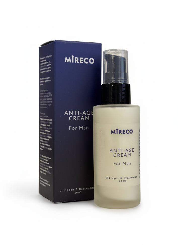 Мужской крем для лица Anti-age с коллагеном и гиалуроновой кислотой, Mireco, 50 мл