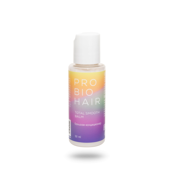Натуральный бальзам-кондиционер PRO BIO HAIR TOTAL SMOOTH BALM с протеинами пшеницы, протеинами сои, 50 мл