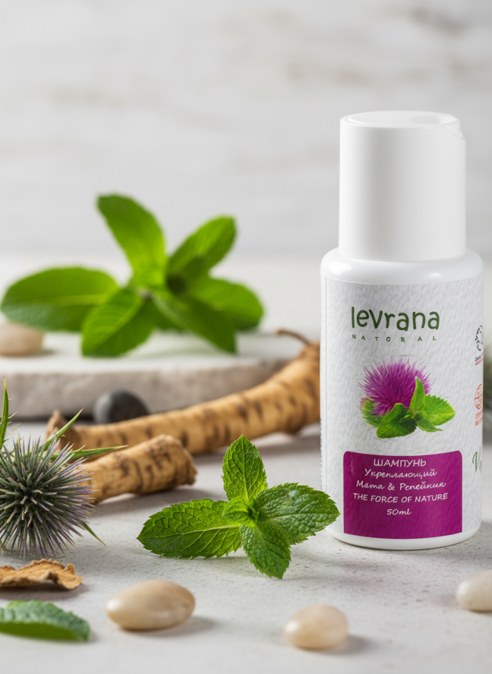 Шампунь для волос Мята и Репейник укрепляющий, 50мл Шампунь для волос Мята и Репейник укрепляющий, 50мл