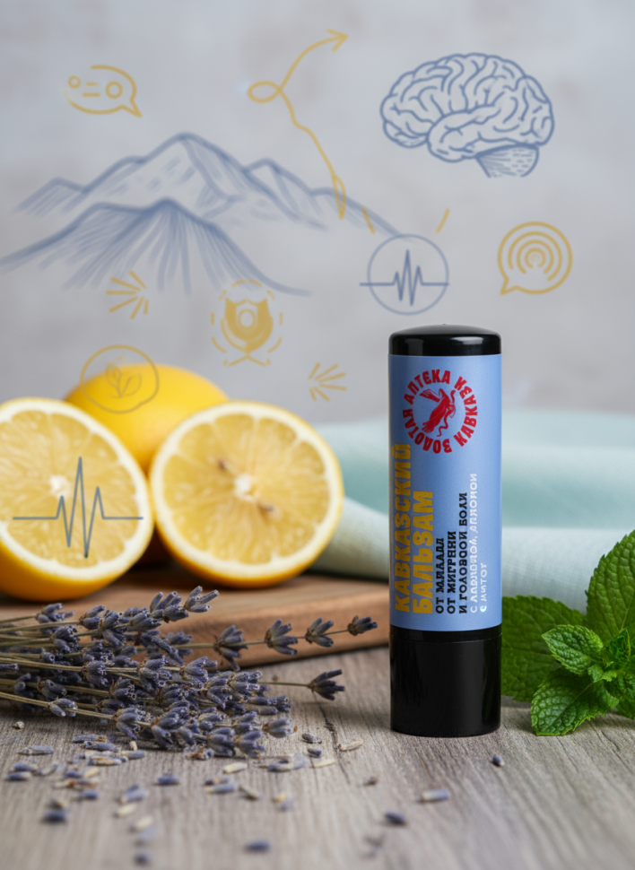 Кавказский бальзам-карандаш От головной боли и мигрени, 7 г