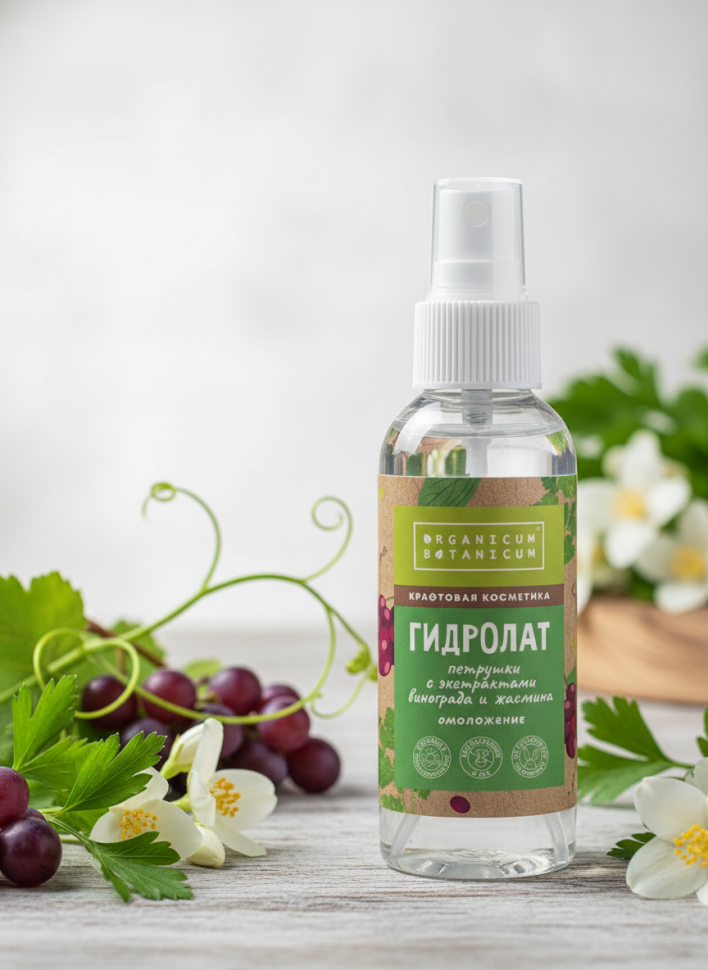 Гидролат Петрушки ​для лица Омоложение, экстракт винограда и жасмина, 100 мл