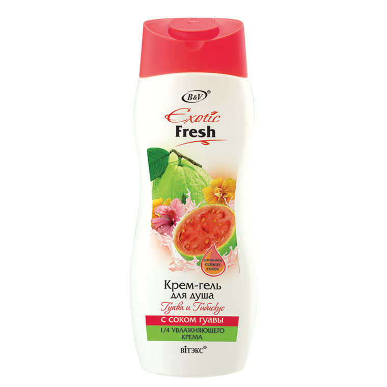 Крем-гель для душа Гуава и Гибискус с соком гуавы, ​Exotic Fresh, 500 мл
