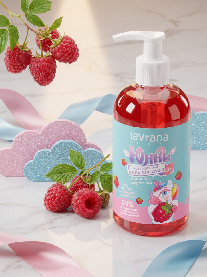 Детский гель для душа Малиновый мармелад ЮННИ, 3+ 300 мл