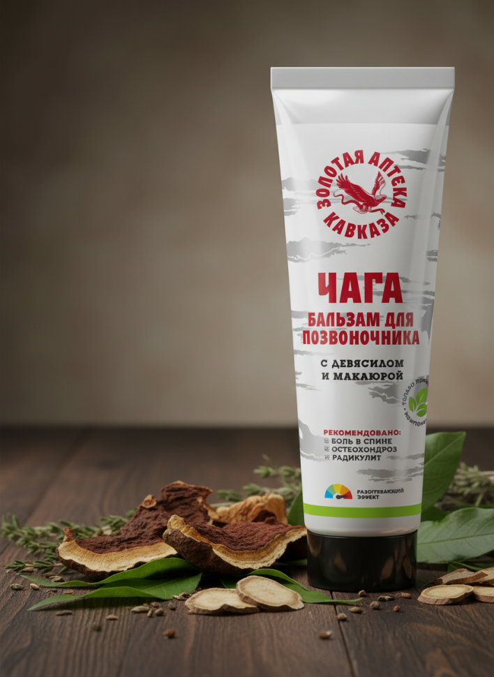 Бальзам Чага Для позвоночника с девясилом и маклюрой, 90 г