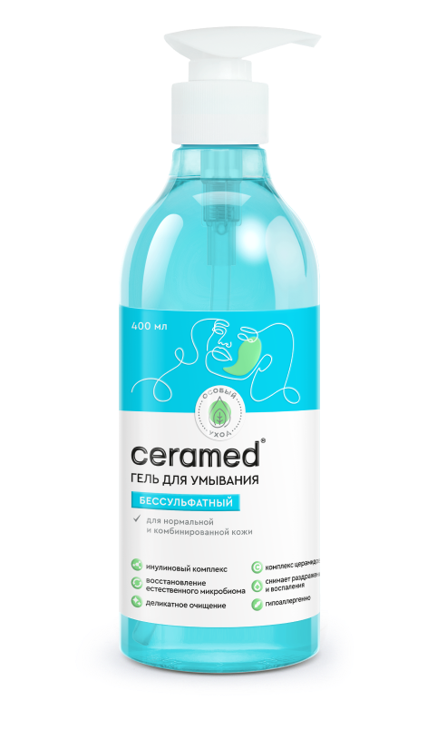 Гель для умывания Бессульфатный для нормальной и комбинированной кожи, CERAMED, 400 мл