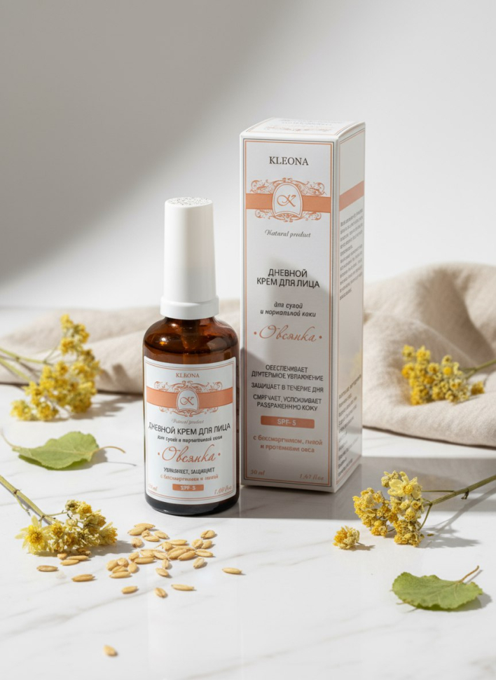 Крем для лица "Овсянка", дневной увлажнение и защита, 50 мл