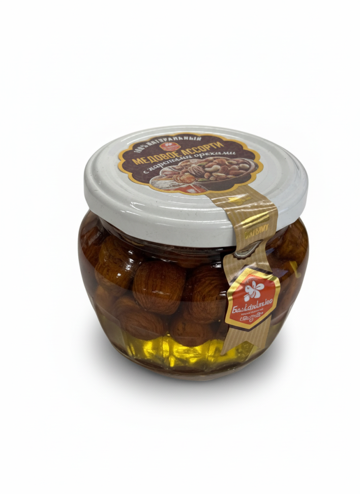Медовое ассорти с жаренными орехами Фундук, 170 г