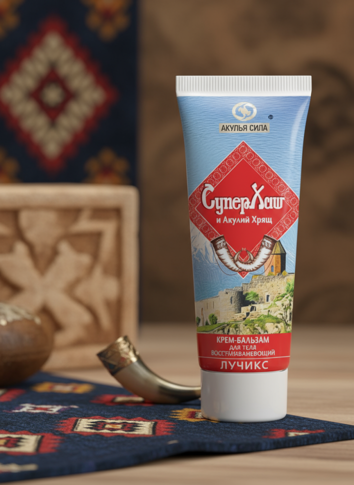 Крем-бальзам для тела СуперХаш и Акулий хрящ Восстанавливающий, 75 мл