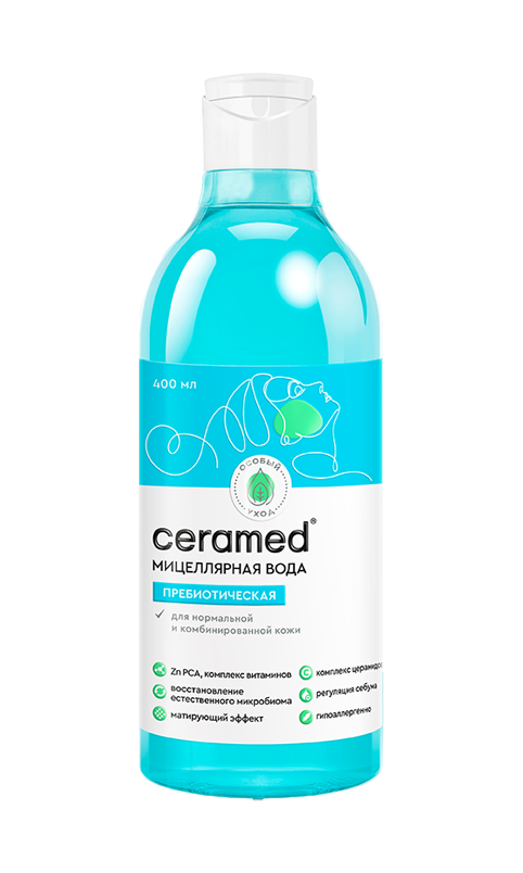 Вода мицеллярная Преобиотическая для нормальной и комбинированной кожи, CERAMED, 400 мл