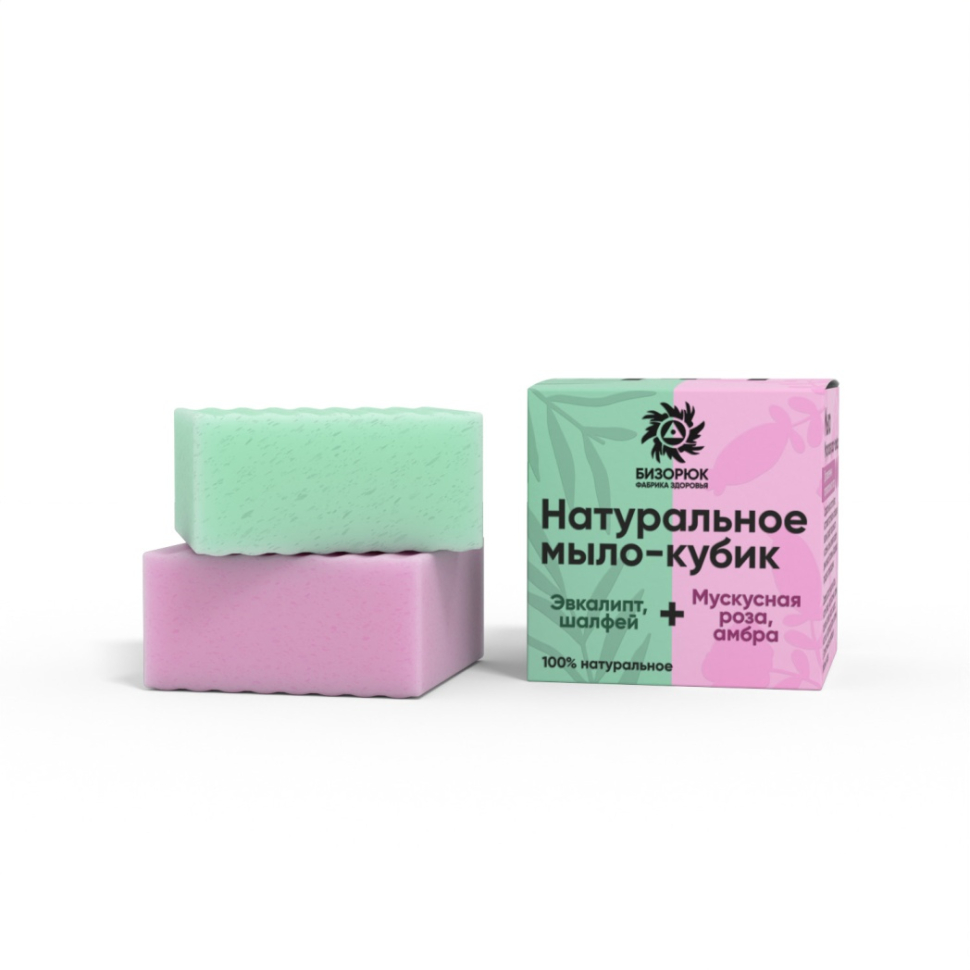 Мыло-кубик для лица и тела Эвкалипт, мускусная роза, 100 г