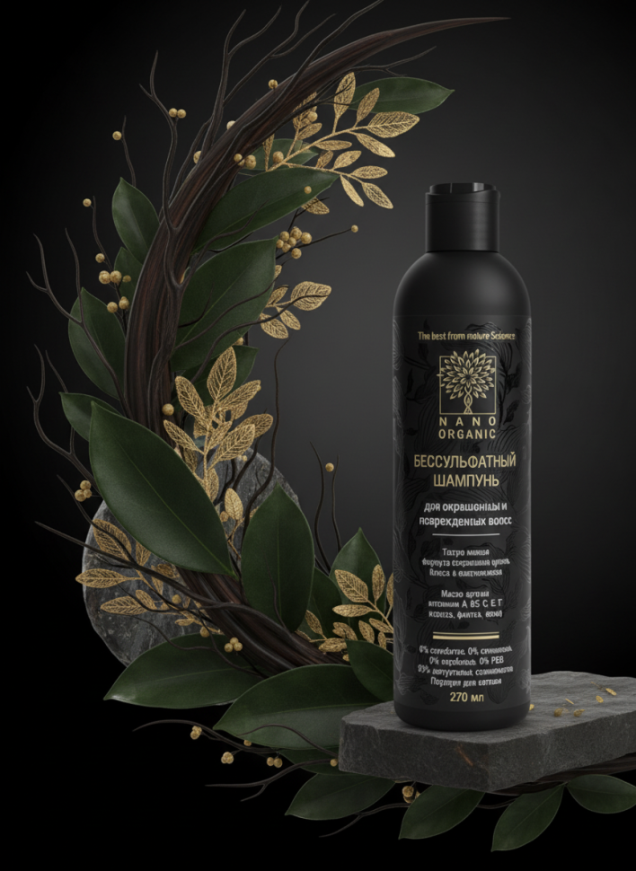 Бессульфатный шампунь для окрашенных и поврежденных волос, 270 мл