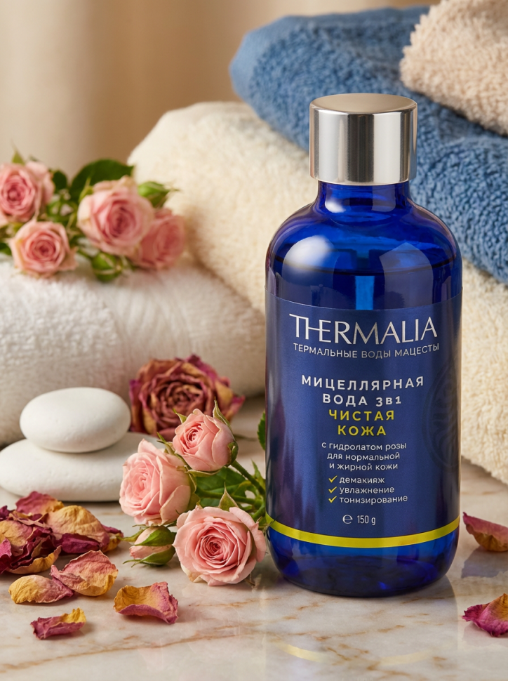 Мицеллярная вода Чистая кожа с гидролатом розы, 150 г