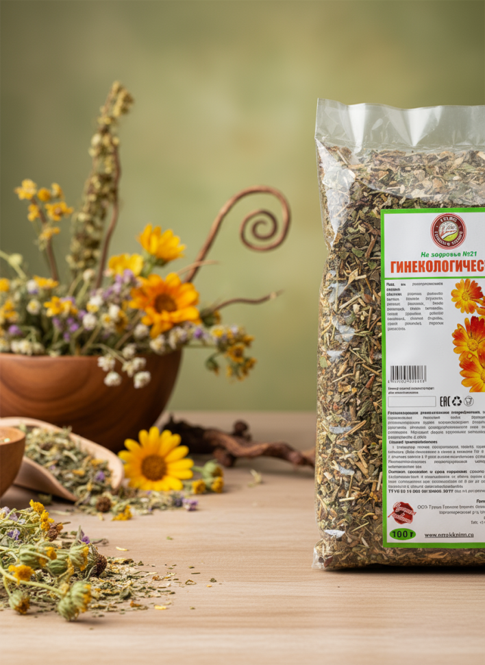 Сбор Травяной Гинекологический для профилактики и лечения заболеваний регулирует тонус матки, месячный цикл, 100 г