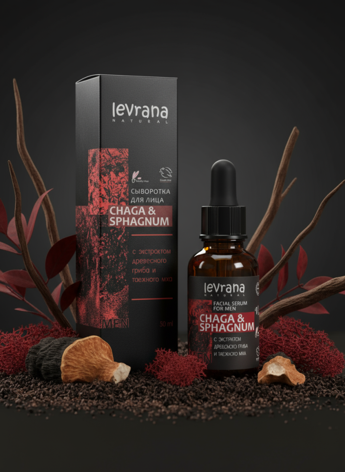 Сыворотка для лица Чага и Сфагнум, мужская с экстрактом древесного гриба и мха, 30 мл  Сыворотка для лица Чага и Сфагнум, мужская с экстрактом древесного гриба и мха, 30 мл