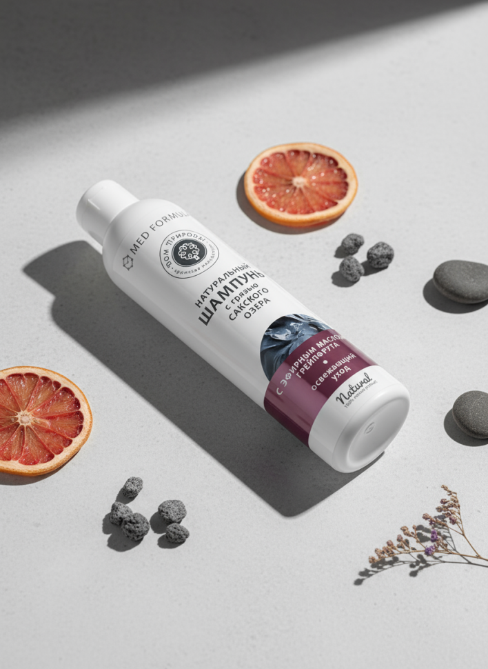 Шампунь Освежающий уход с эфирным маслом грейпфрута с грязью Сакского озера Med Formula, 250 г