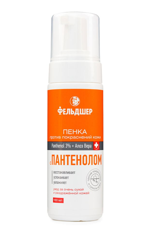 Пенка против покраснений кожи с Пантенолом 3% + Алоэ Вера, 160 мл