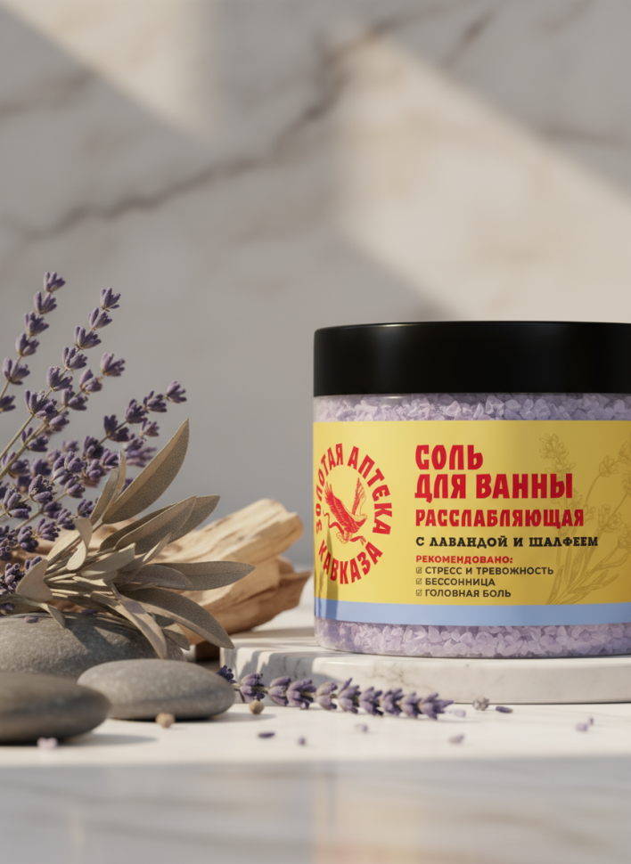 Соль для ванны Расслабляющая с лавандой и шалфеем, 350 г Соль для ванны Расслабляющая с лавандой и шалфеем, 350 г