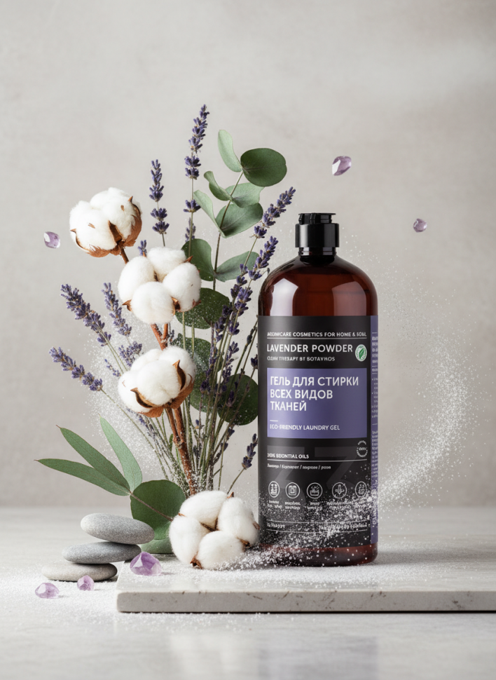 Гель для стирки всех видов тканей с цветочно-фруктовый аромат, LAVENDER POWDER, 1000 мл