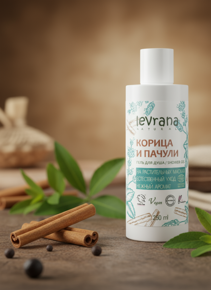 Гель для душа "Корица и Пачули" с кокосовым маслом, 250 мл