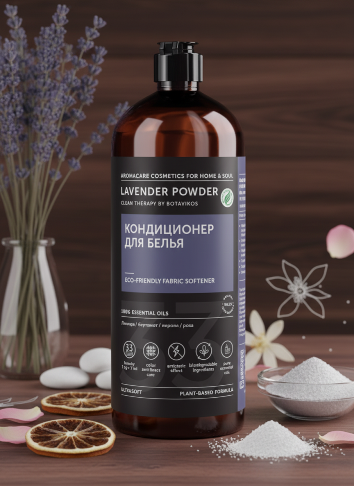Кондиционер для белья с цветочно-фруктовый аромат, LAVENDER POWDER, 1000 мл