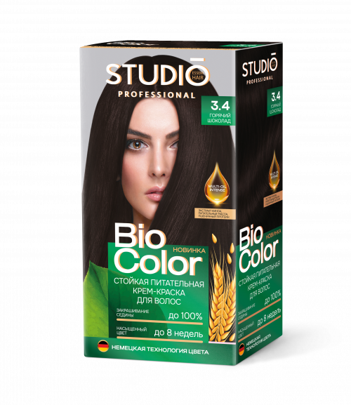 Крем-краска для волос Studio Professional BIOcolor, тон 3.4 - Горячий шоколад