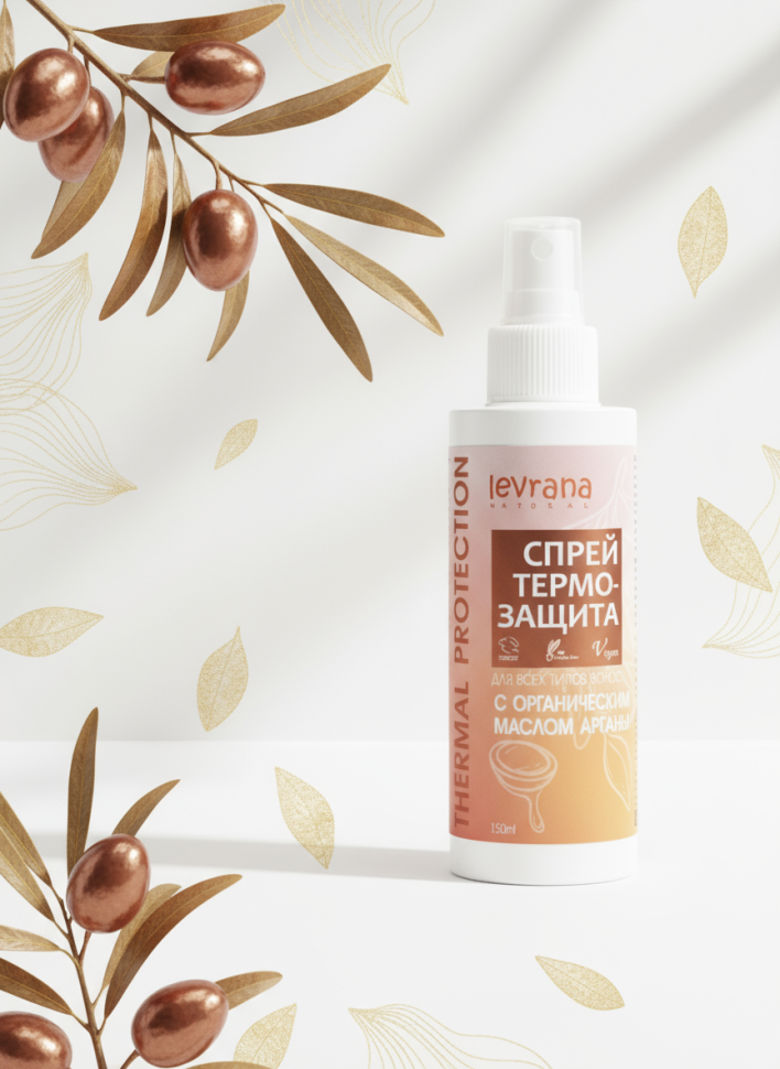Спрей-термозащита для волос с органическим маслом арганы, 150 мл
