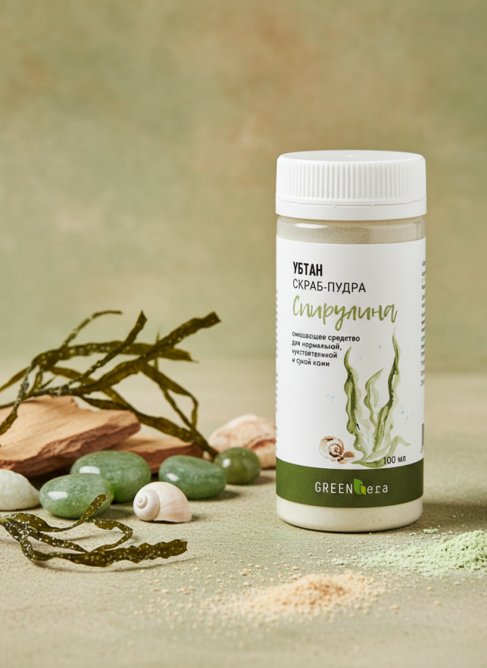 Убтан - маска для умывания 2в1 Спирулина, для нормальной и сухой кожи, 100 мл