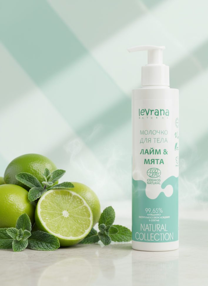 Молочко для тела "Лайм и мята" с Витамином Е, смягчает и питает, 200 мл