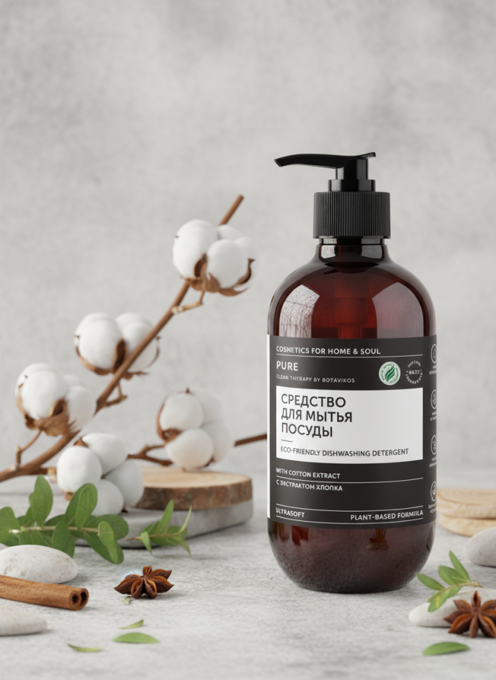 Гель для мытья посуды с экстрактом хлопка, PURE, 475 мл