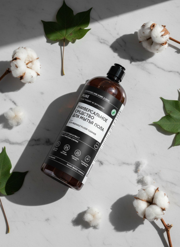 Средство для мытья пола экстрактом хлопка, PURE, 1000 мл