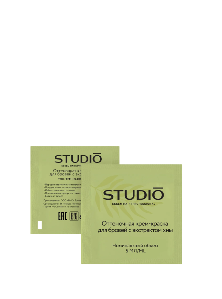 Крем-краска для бровей оттеночная с экстрактом хны Темно-коричневый