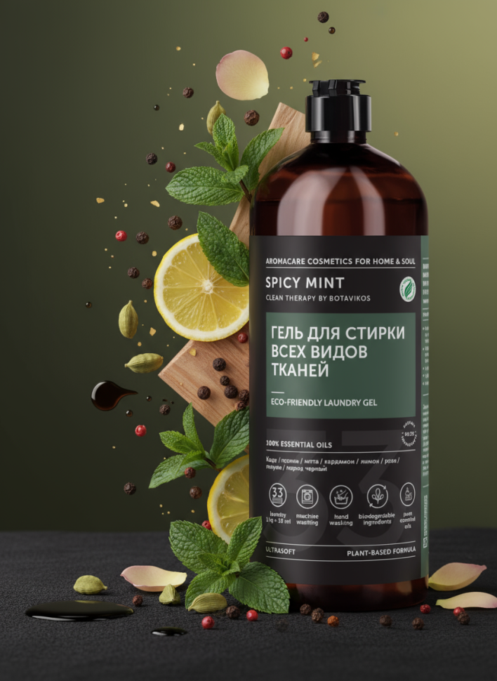 Гель для стирки всех видов тканей SPICY MINT, 1000 мл