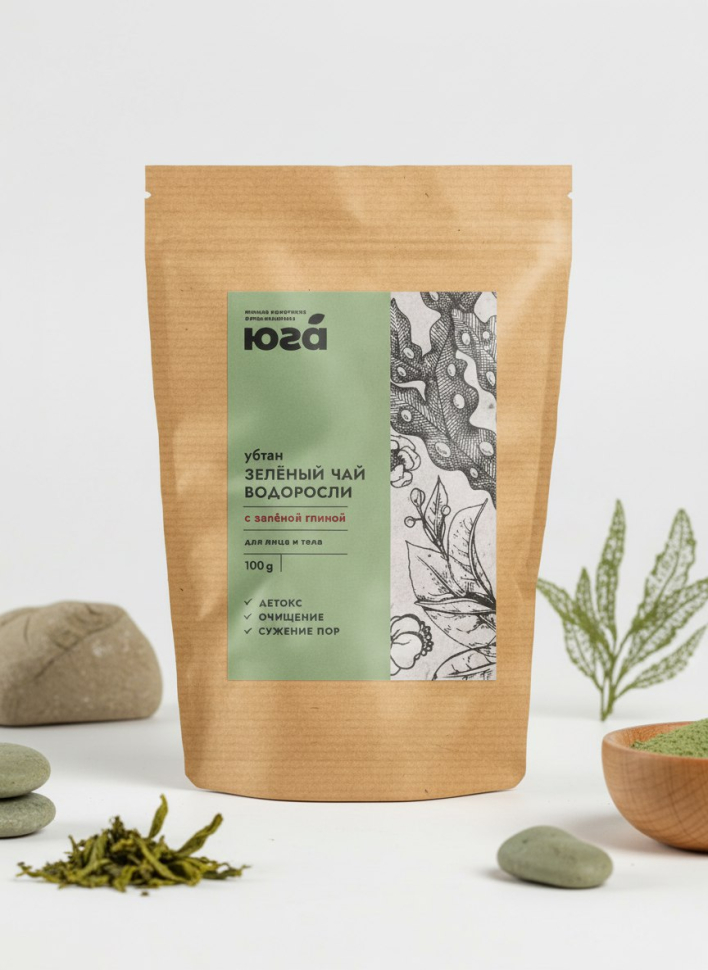 Убтан Зеленый чай и водоросли с зеленой глиной для лица и тела Детокс, 100 г Убтан Зеленый чай и водоросли с зеленой глиной для лица и тела Детокс, 100 г