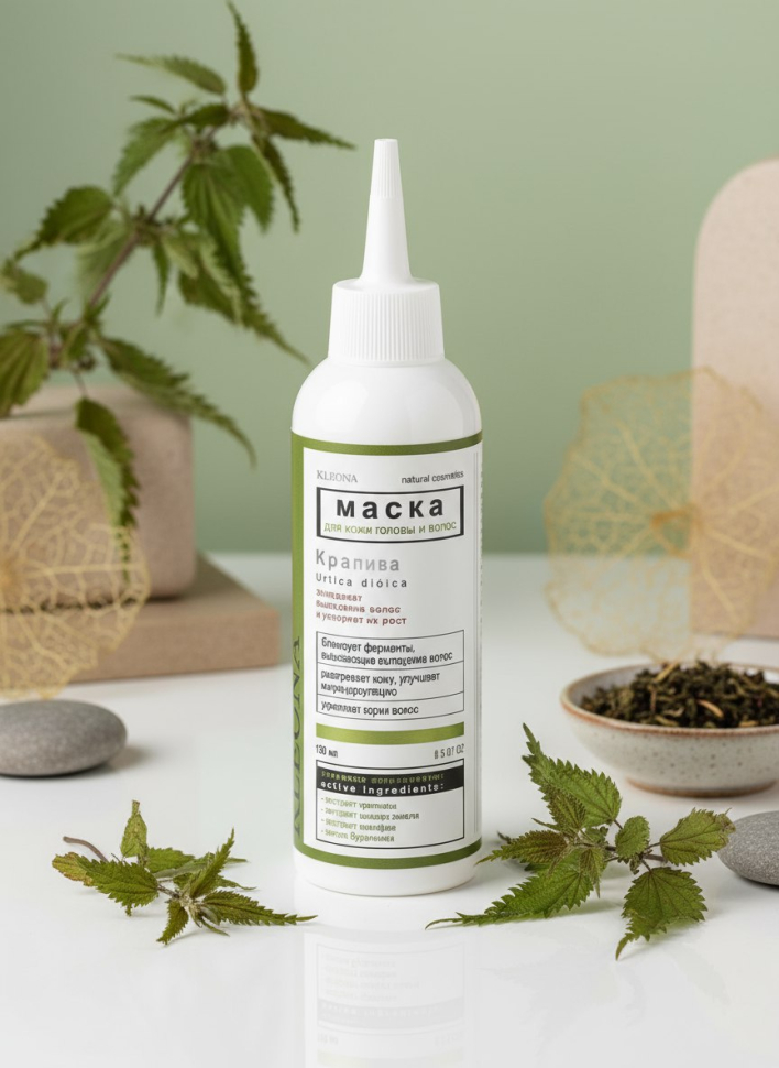 Маска "Крапива" для кожи головы и волос (против выпадения волос и для ускорения их роста), 150 мл