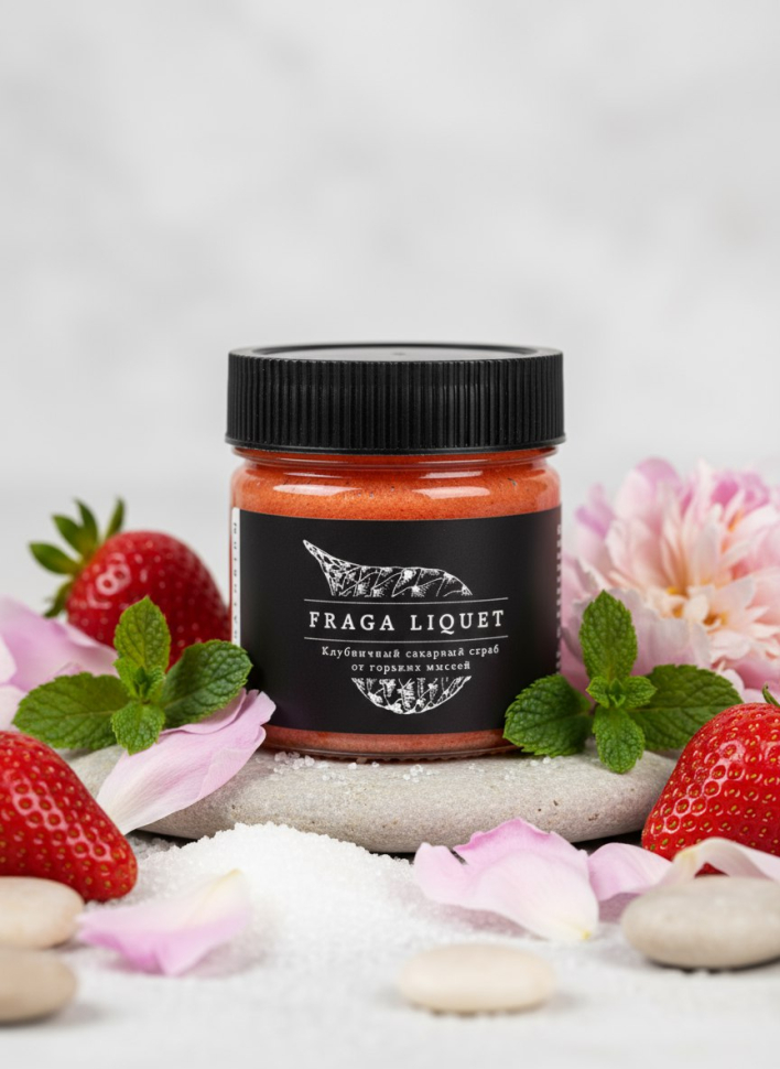 Клубничный сахарный скраб, 150мл