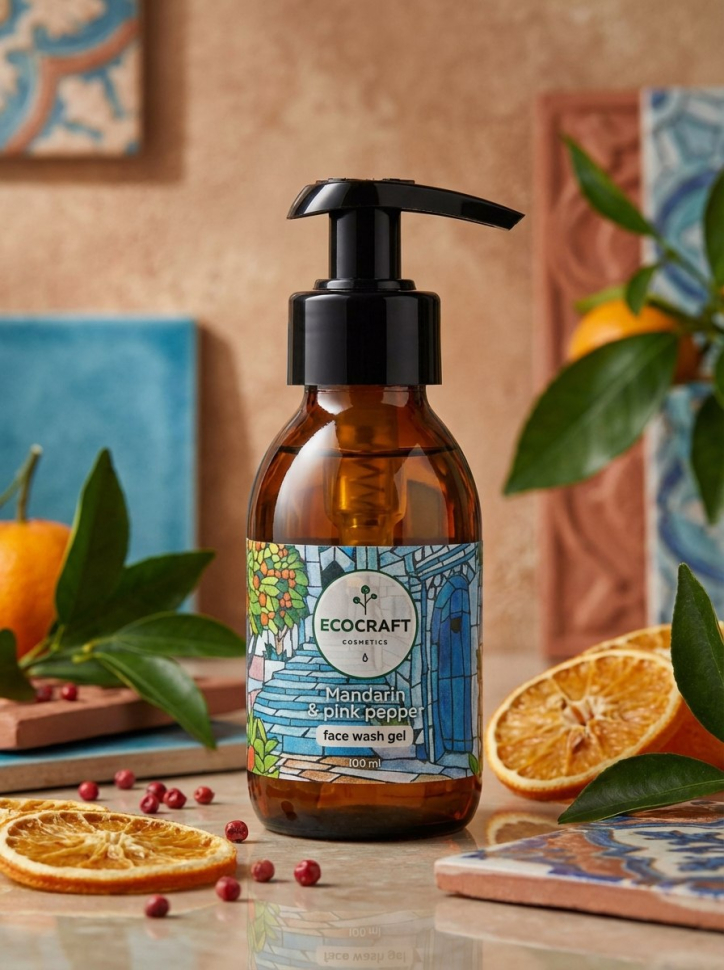 Гель для умывания для сухой и чувствительной кожи "Mandarin and pink pepper" Мандарин и розовый перец
