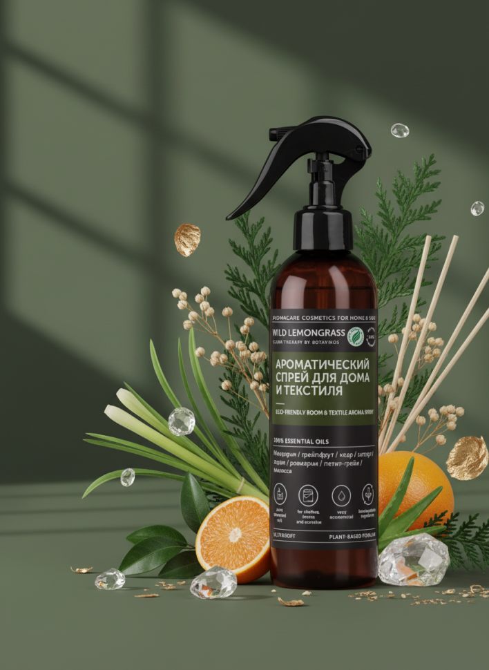 Ароматический спрей для дома и текстиля с древесно-цитрусовый аромат, WILD LEMONGRASS, 250 мл