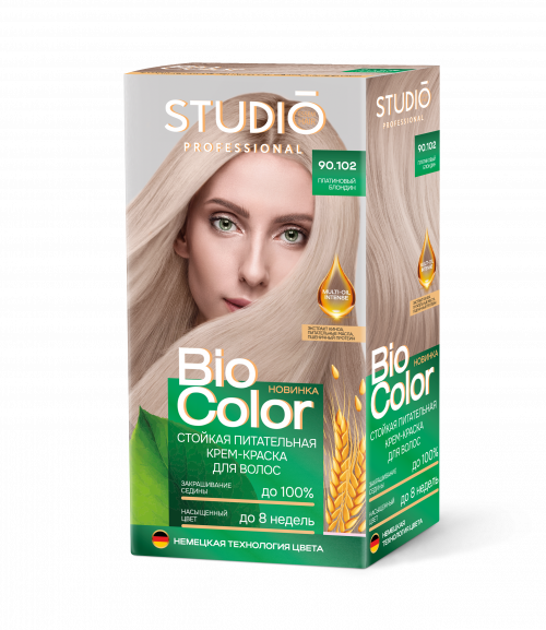 Крем-краска для волос Studio Professional BIOcolor, тон 90.102 - Платиновый блондин