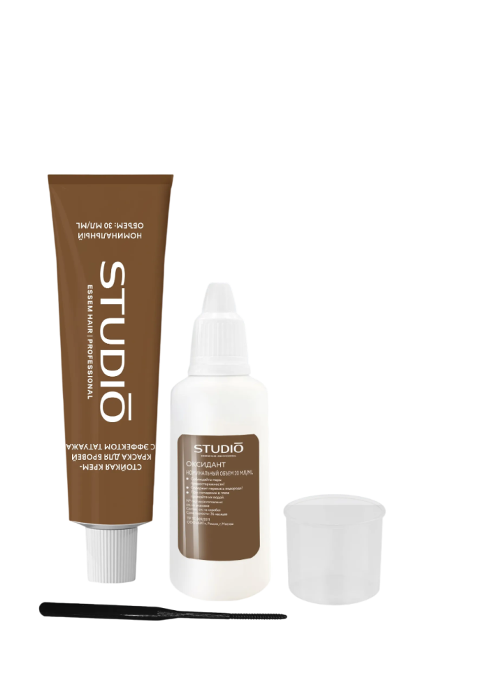 Стойкая крем-краска для бровей с эффектом татуажа Темно-коричневый, 30/20 мл