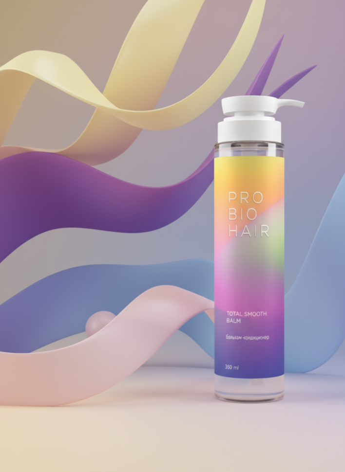 PRO BIO HAIR TOTAL SMOOTH BALM, бальзам-кондиционер с протеинами пшеницы протеинами сои, 350 мл