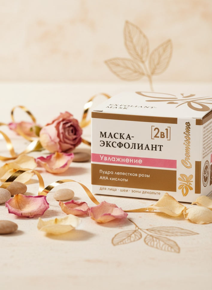 Маска-ЭКСФОЛИАНТ Увлажнение с пудрой лепестков розы