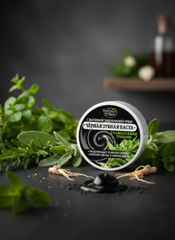 Зубная паста С кавказскими травами чёрная, 50 мл