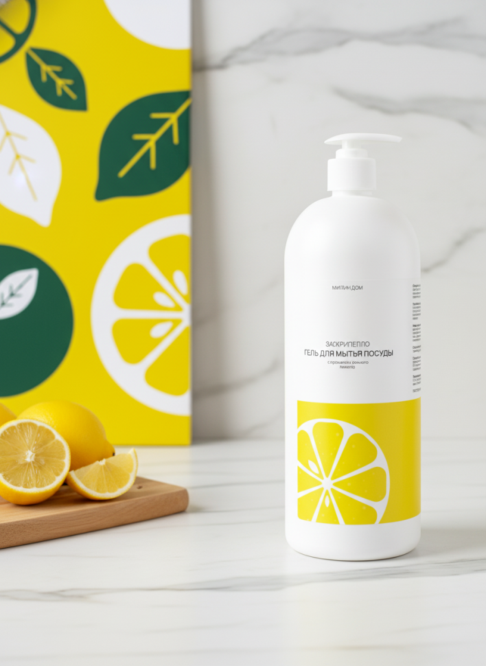 Гель для мытья посуды Заскрипелло с ароматом лимона, 1л