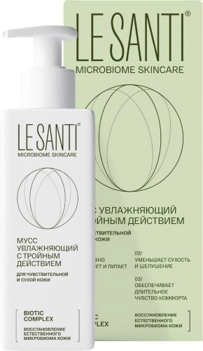 Мусс Увлажняющий для лица и тела с тройным действием, для чувствительной и атопичной кожи, уменьшает сухость и шелушения, 200 мл