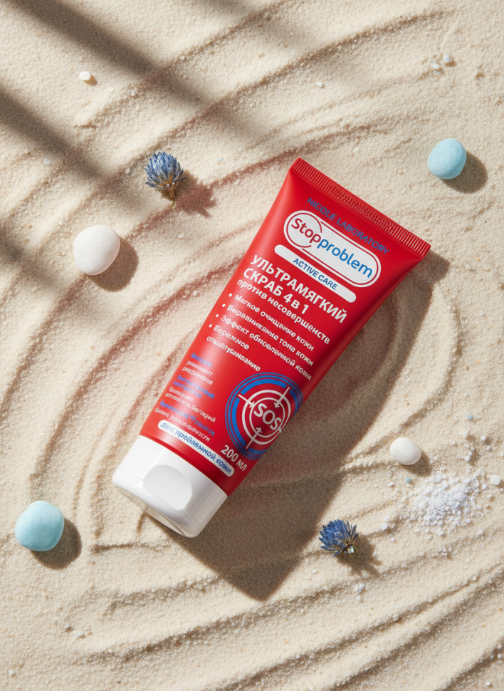 Ультрамягкий скраб 4 в 1 против несовершенств для проблемной кожи, 200 мл