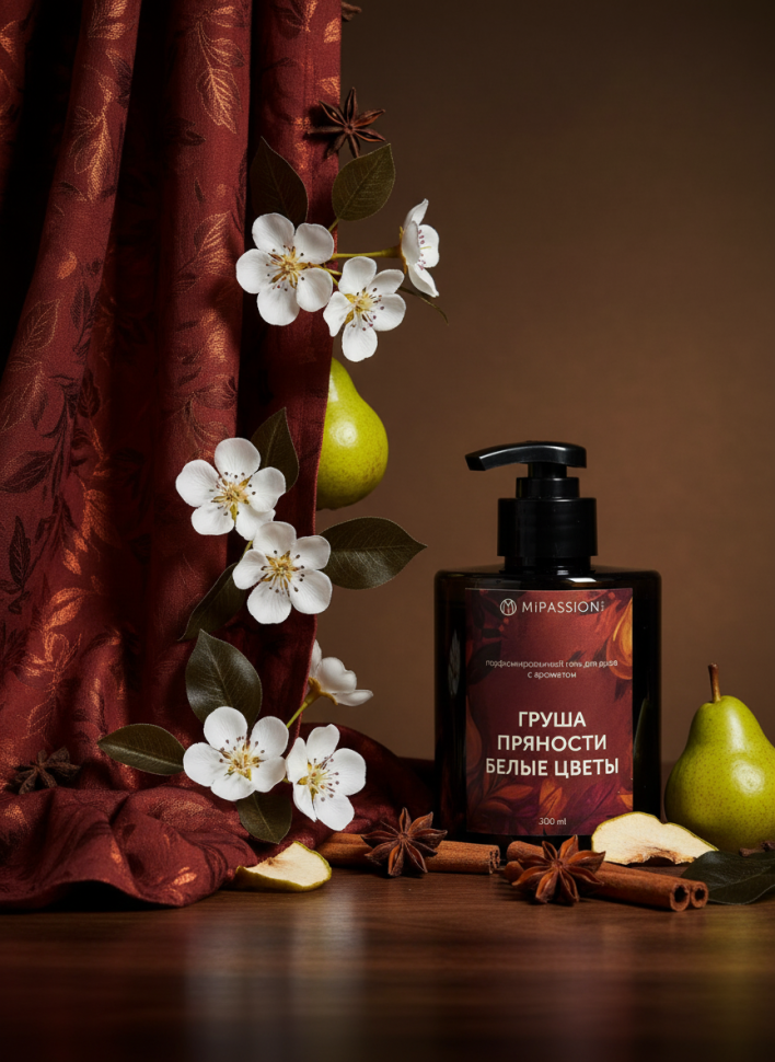 Парфюмированный гель для душа с ароматом Груша, пряности и белые цветы, 300 мл