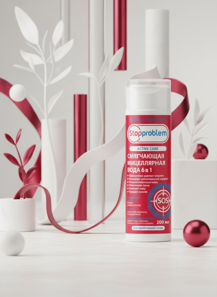 Смягчающая мицеллярная вода 6 в 1 для проблемной кожи, 200 мл