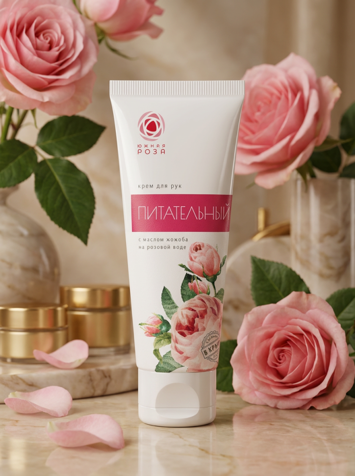 Крем для рук Роза питательный с маслом жожоба на розовой воде, 75 мл Крем для рук Роза питательный с маслом жожоба на розовой воде, 75 мл