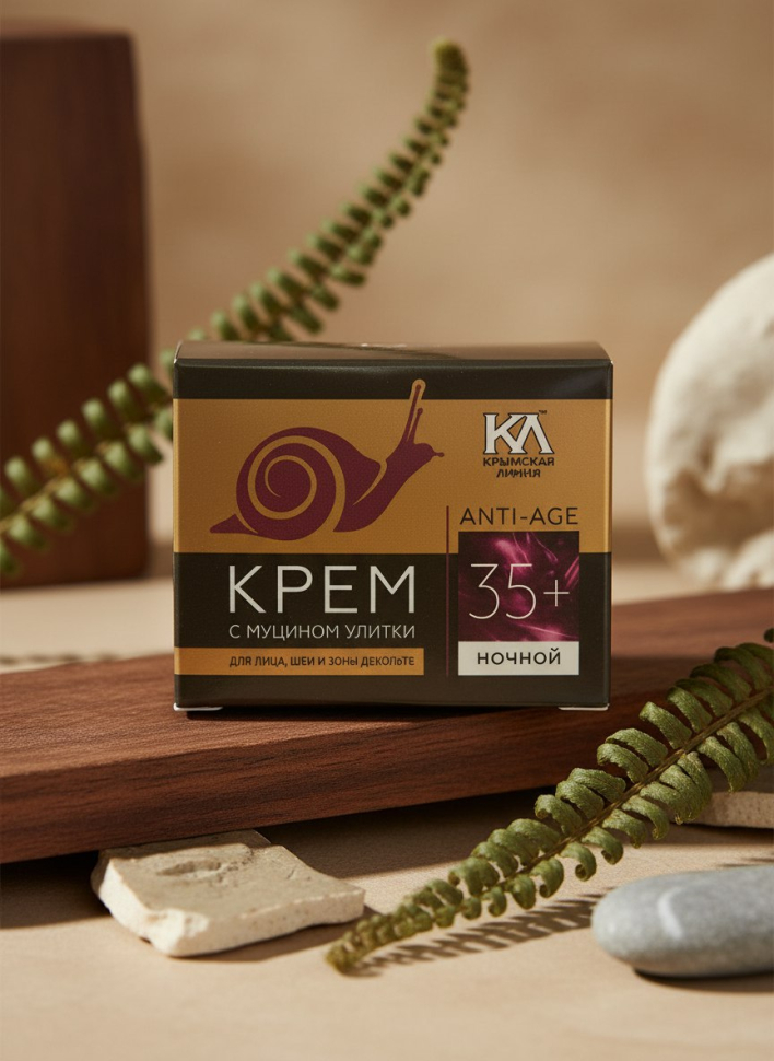 Крем для лица, шеи и зоны декольте с муцином улитки 35+ ночной, 50 г