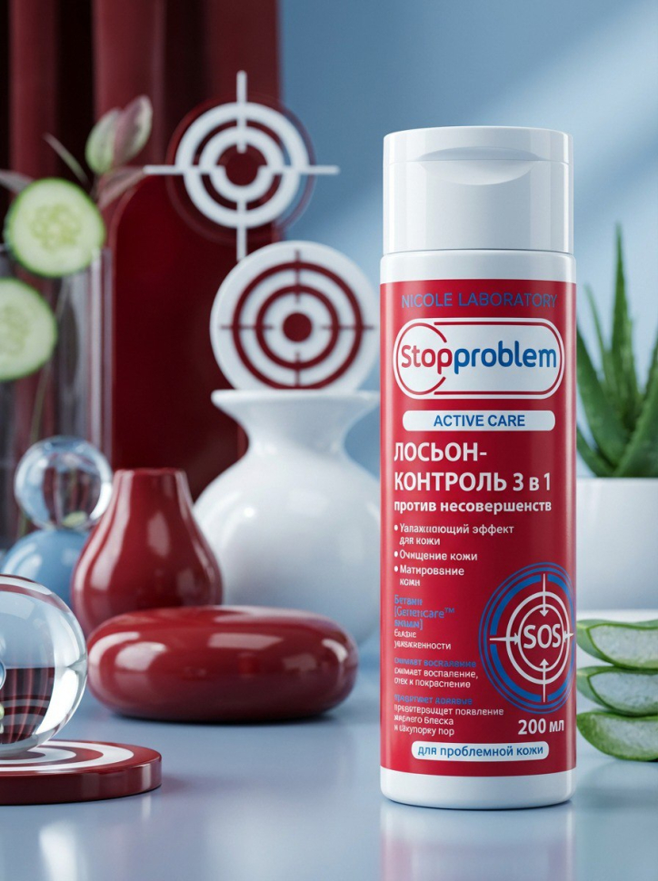 Лосьон-контроль 3 в 1 против несовершенств для проблемной кожи, 200 мл